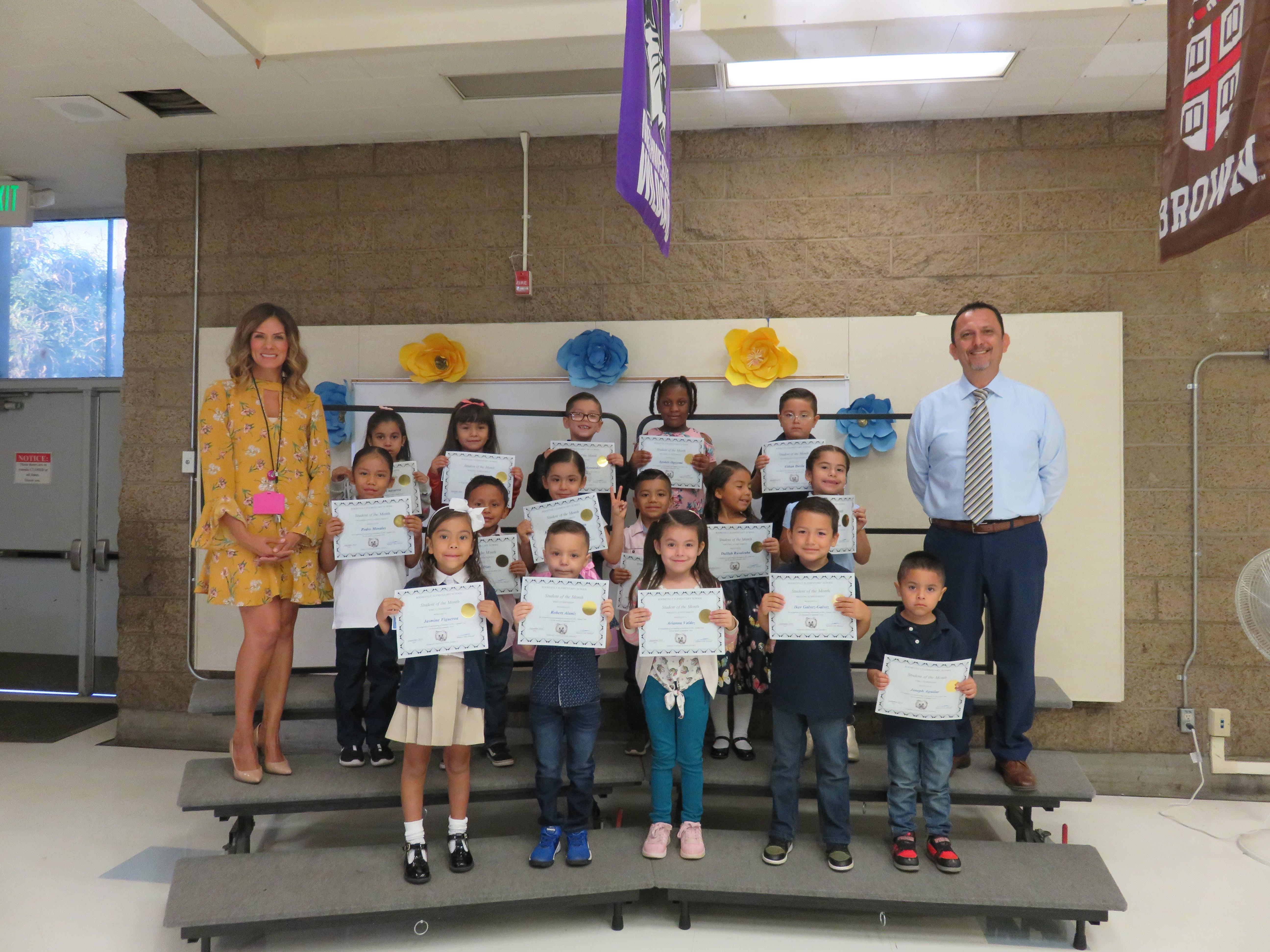 Roosevelt students are recognized at the Student of the Month Assemblies for their achievements in English Language Arts, Math, Science and PBIS Citizenship.