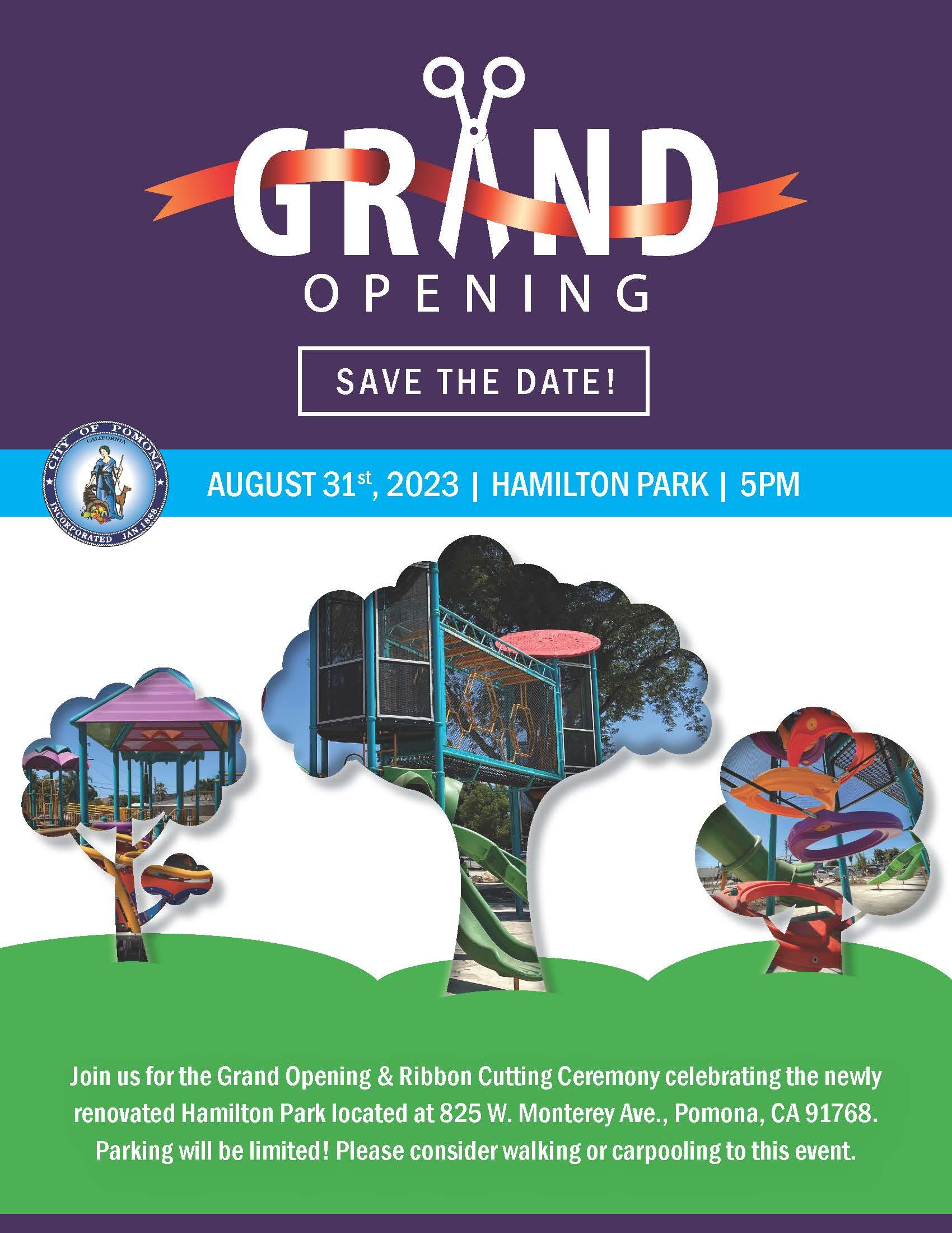 Save the date- Hamilton Park Grand Opening 